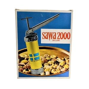 Sawa 2000 Cookie Press Deluxe Spritz Metal Sweden Christmas Gun Baking Vintage